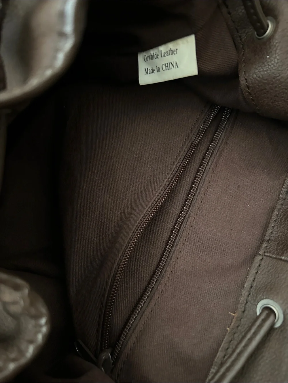 Brown Leather Men/women Backpack - Classic Drawstring Rucksack
